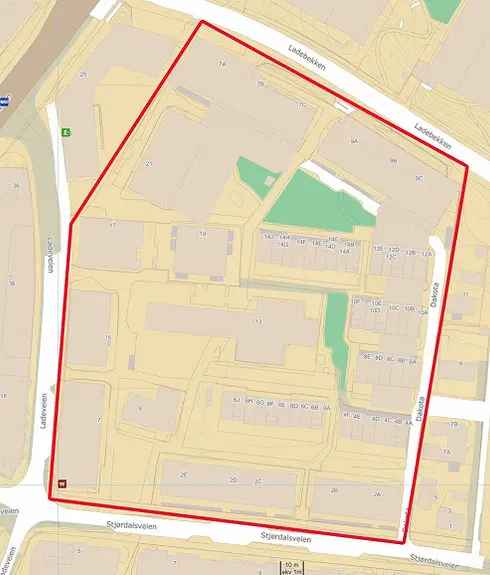 Parkeringsplass i Nye Lilleby, Inngang fra Ladebekken 9 (fra 1. juli)