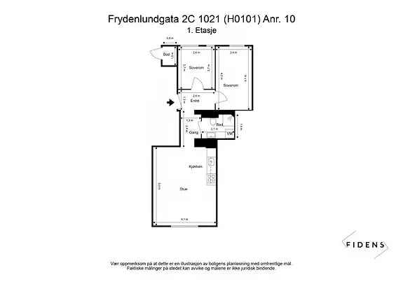 Lys 3-roms leilighet St Hanshaugen - To soverom - Takhøyde 3m