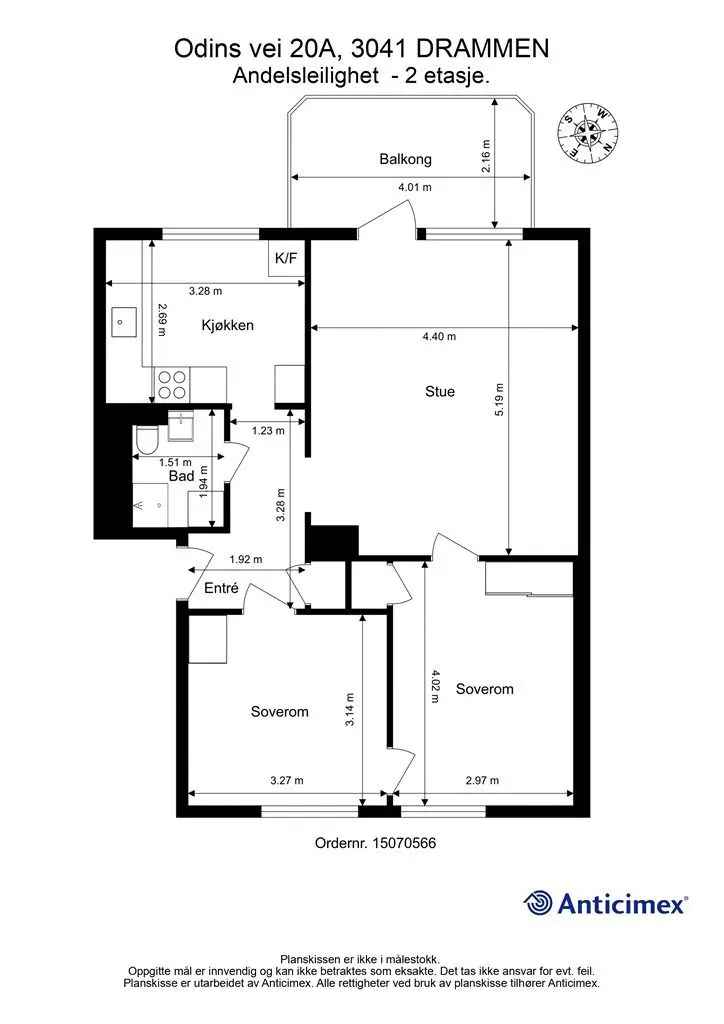 3-roms leilighet Odins vei 20A