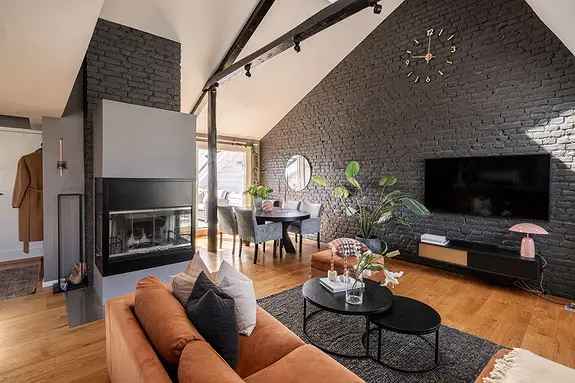 Toppleilighet Frogner 89 kvm 48m Takhøyde Takterrasse Peis