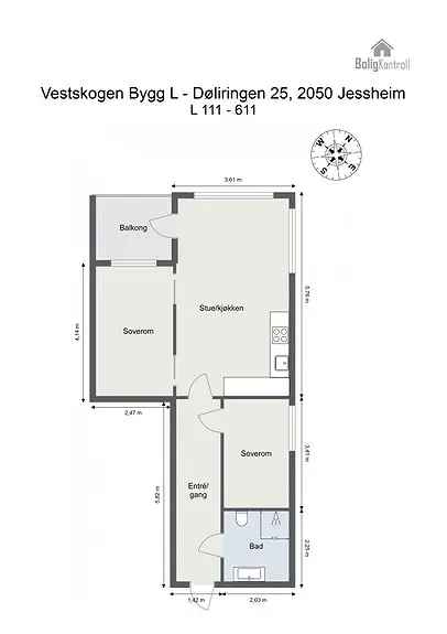 Ny 3-roms Leilighet Jessheim 2025 Vestvendt Balkong Garasjeplass