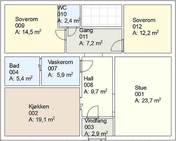 Bolig/leilighet 103m2 til leie. 2 soverom. Solrikt og landlig.