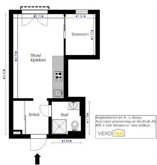 Sentral 2-roms leilighet Majorstuen - Nyrenovert