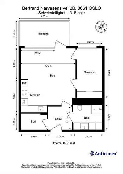 Lys 2-roms leilighet Marienfrud - Stor balkong