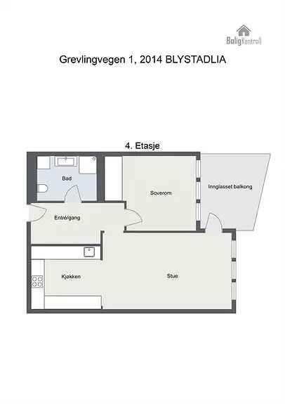 Flott 2-roms leilighet med balkong og carport