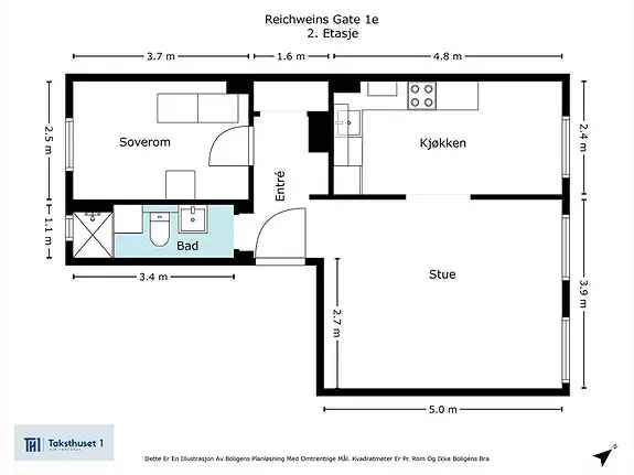 Gjennomgående 2-roms leilighet i Vika - Rosett Stukkatur Høy Takhøyde