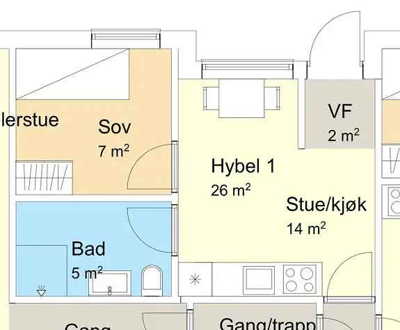 EVENTYRVEGEN CHARLOTTENLUND - 2-roms leilighet til leie