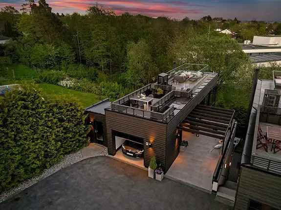 Strøken Funksis Enebolig 2017 Arkitekttegnet Stor Takterrasse Sjøutsikt