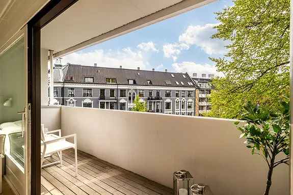 Lys 2-roms leilighet Majorstuen Sydvestvendt Balkong Heis Takterrasse