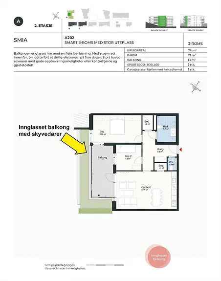 Korttidsleie Smedens Hage 3-roms leilighet