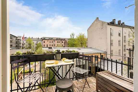Lys 3-roms leilighet Grünerløkka - Peis - Balkong
