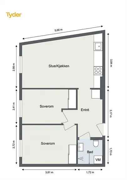 Moderne 3-roms leilighet ved Solli plass